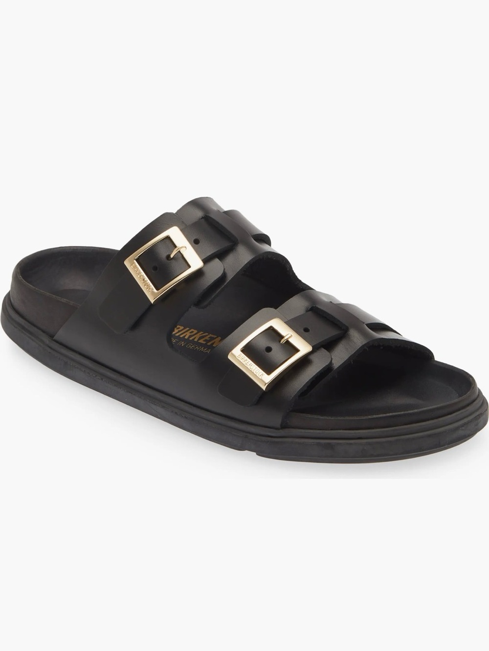 Birkenstock Black Milano Sandals with Gold Buckles - Picture 2 of 13